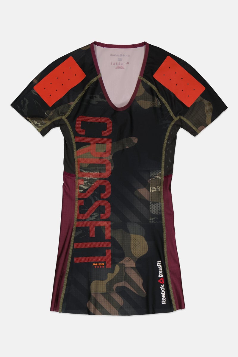 Reebok تي شيرت ضغط تمويه للتدريب كروس فيت للنساء، متعدد الألوان - Image 2